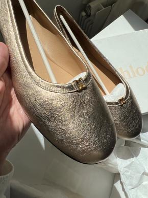 Chloe Metallic Leather Ballet Flats 9