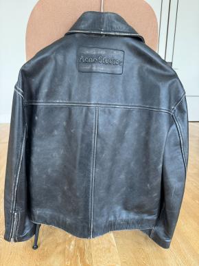 Acne Studios Distressed Black Leather Jacket 3