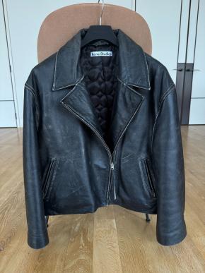 Acne Studios Distressed Black Leather Jacket 2