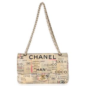 Chanel Newspaper Print Lambskin Medium Double Flap Bag 5