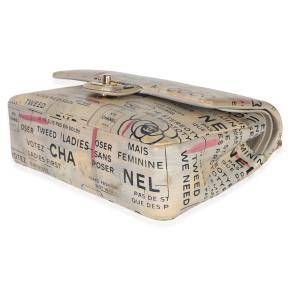 Chanel Newspaper Print Lambskin Medium Double Flap Bag 6