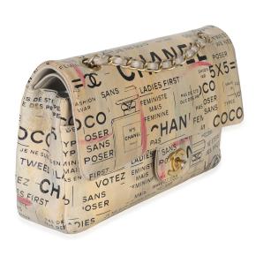 Chanel Newspaper Print Lambskin Medium Double Flap Bag 3