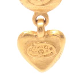 Chanel Gold Plated Heart Drop Clip on Earrings 3