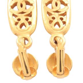 Chanel Gold Plated Heart Drop Clip on Earrings 4