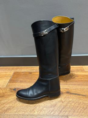 Hermes Black Leather Riding Boots 8