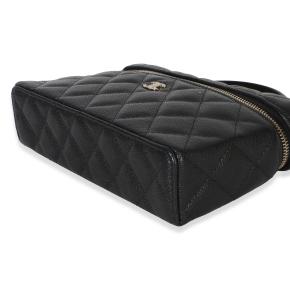 Chanel Black Quilted Caviar Top Handle Slim Vanity With Chain 7