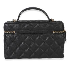 Chanel Black Quilted Caviar Top Handle Slim Vanity With Chain 2
