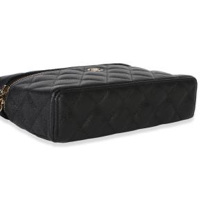Chanel Black Quilted Caviar Top Handle Slim Vanity With Chain 6