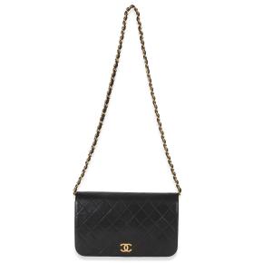 Chanel  Vintage Black Quilted Lambskin Full Flap Bag 5