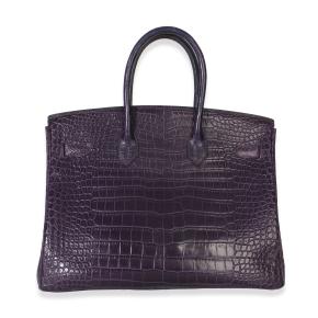 Hermès  Matte Niloticus Amethyst Crocodile Birkin 35 PHW 2