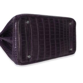 Hermès  Matte Niloticus Amethyst Crocodile Birkin 35 PHW 6