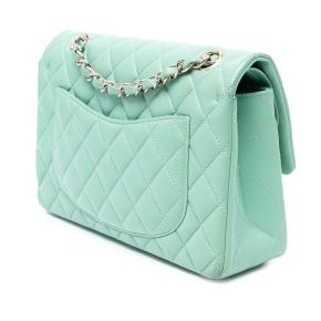 Chanel Green Small Classic Lambskin Double Flap 2
