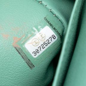 Chanel Green Small Classic Lambskin Double Flap 5