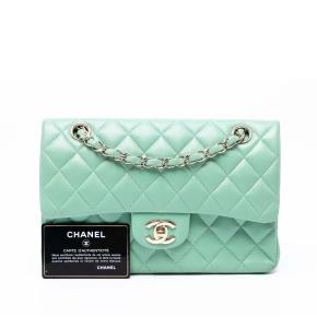 Chanel Green Small Classic Lambskin Double Flap 8