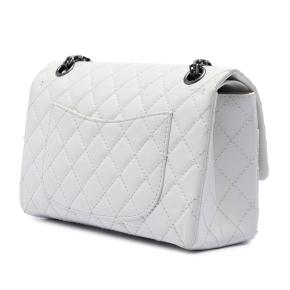 Chanel White Quilted Aged Lambskin Leather 2.55 Reissue 225 Double Flap Bag 2