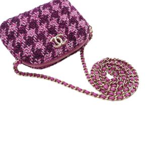 Chanel  Tweed Houndstooth Clutch On Chain 13