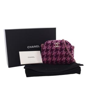 Chanel  Tweed Houndstooth Clutch On Chain 14