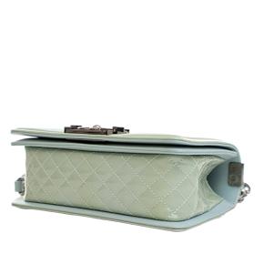 Chanel Green Small Quilted Patent Boy Flap 10