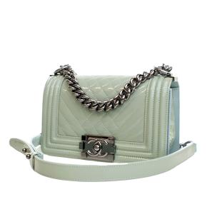 Chanel Green Small Quilted Patent Boy Flap 2