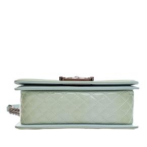 Chanel Green Small Quilted Patent Boy Flap 5