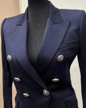 Balmain Navy Double Breasted Blazer 8