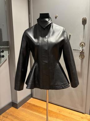 Alaia Black Leather Peplum Jacket 4