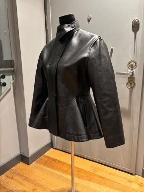 Alaia Black Leather Peplum Jacket 11