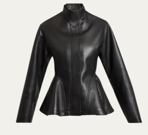 Alaia Black Leather Peplum Jacket 2