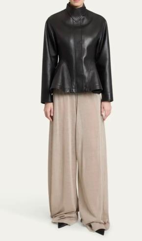 Alaia Black Leather Peplum Jacket 3