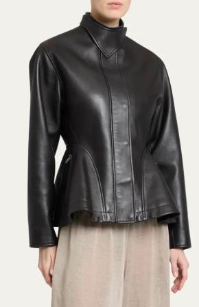 Alaia Black Leather Peplum Jacket 13