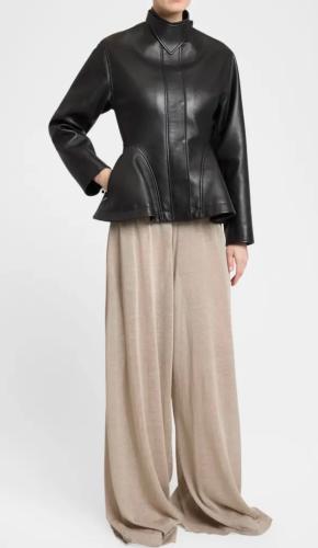 Alaia Black Leather Peplum Jacket 9