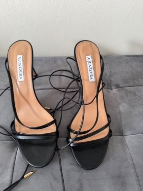 Aquazurra Black Leather Sandals 5