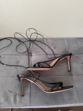 Aquazurra Black Leather Sandals 4