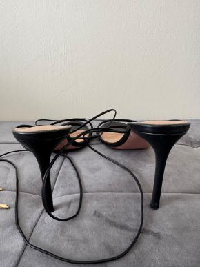 Aquazurra Black Leather Sandals 7