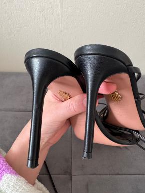 Aquazurra Black Leather Sandals 9