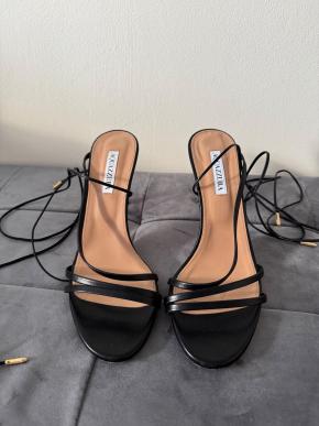 Aquazurra Black Leather Sandals 12