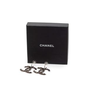 Chanel Chain Drop Hoop Push Back Earrings 4.5x4.2 cms 4