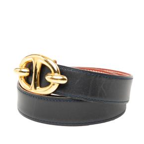 Hermes Brown/Tan Box Calf Chaine d Ancre Reversible Belt 65 2