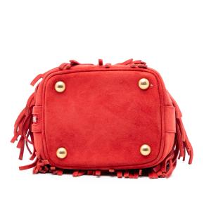 Saint Laurent Red Small Suede Emmanuelle Fringe Bucket Bag 3