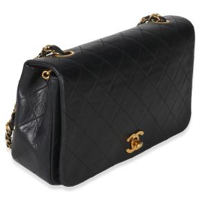 Chanel Vintage 24k Black Quilted Lambskin Single Full Flap Bag 3