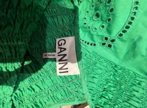 Ganni Green Cotton Smocked Dress 5