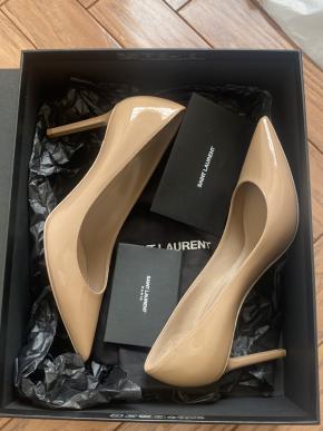 Saint Laurent Beige Patent Pumps 5