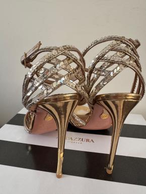 Acquazurra Gold Studio Sequin Sandals 7