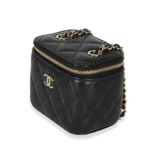 Chanel  Quilted Lambskin Camellia Bow Chain Mini Vanity Case 4