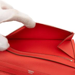 Hermes Rouge Pivoine Epsom Bearn Wallet 5
