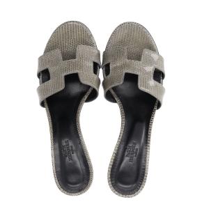 Hermes Lizard Skin Oasis Sandals 10