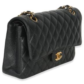 Chanel Black Quilted Caviar Medium Classic Double Flap Bag 2