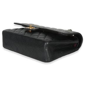 Chanel Black Quilted Caviar Medium Classic Double Flap Bag 5
