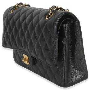 Chanel Black Quilted Caviar Medium Classic Double Flap Bag 3
