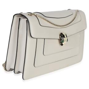 Bvlgari White Smooth Calfskin Serpenti Forever Shoulder Bag 3